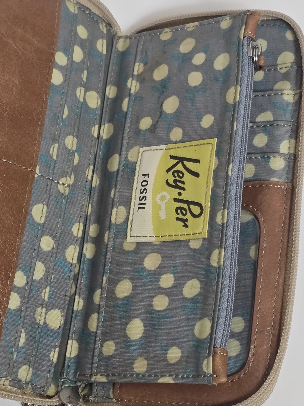 Fossil Key-per Zip Around Clutch Wallet W/key